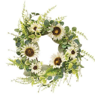 Mixed Cream Sunflower Wreath, 22